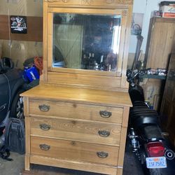 Antique Oak Dresser , Parker Table, Marble Top Cabinet 