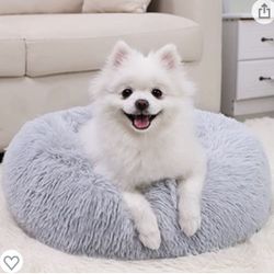 WAYIMPRESS Calming Dog Bed for Small Dog&Cat ,Comfy Self Warming Round Dog Bed with Fluffy Faux Fur for Anti Anxiety and Cozy