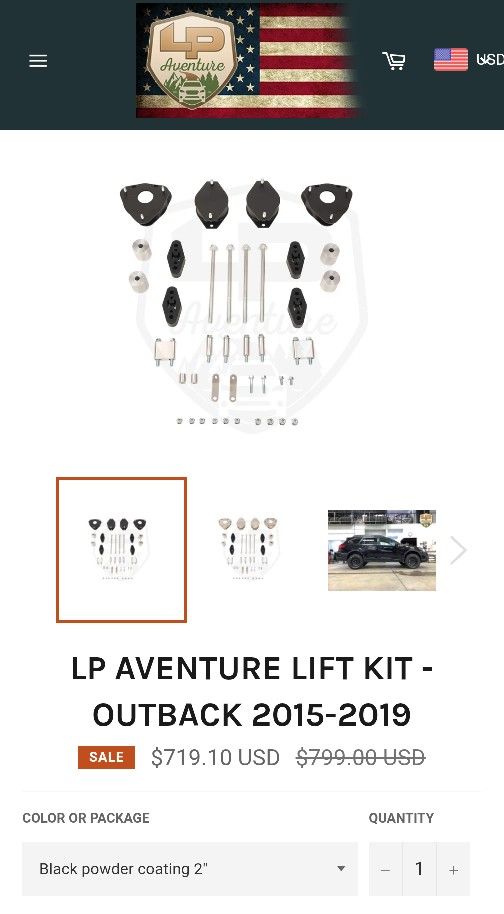 LP Adventure Lift Kit Outback 2015-2019