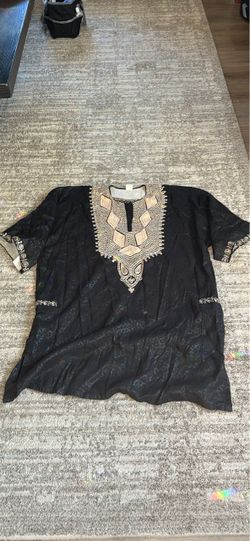 Black Embroidered Dashiki Tunic Top