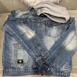 LRG denim distressed hooded jacket