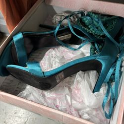 Sexy Satin Turquoise Heels