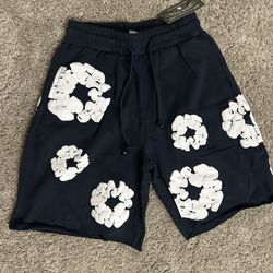 Navy Blue Denim Tears Cotton Wreath Shorts Size S