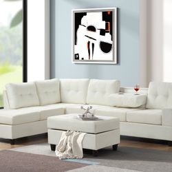 33Heights Reversible Sectional + Storage Ottoman Set