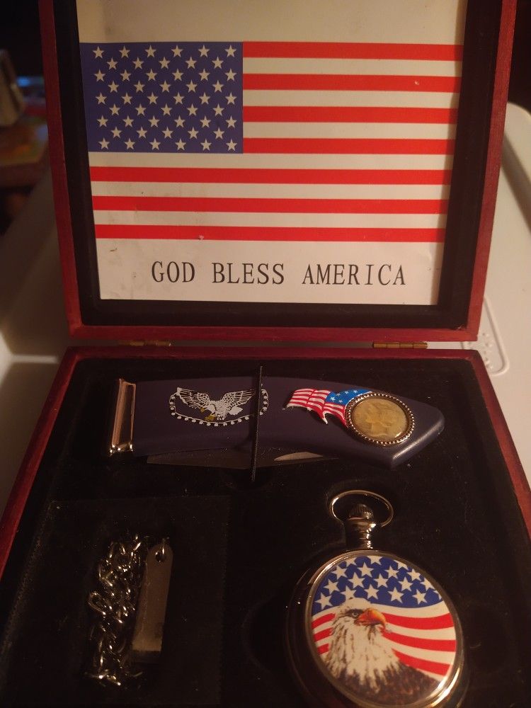 . Commemorative Eagle Knife And Pocket Watch