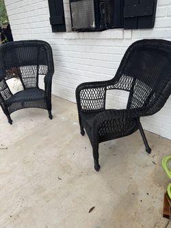 Black Wicker Armchairs — Set of 2
