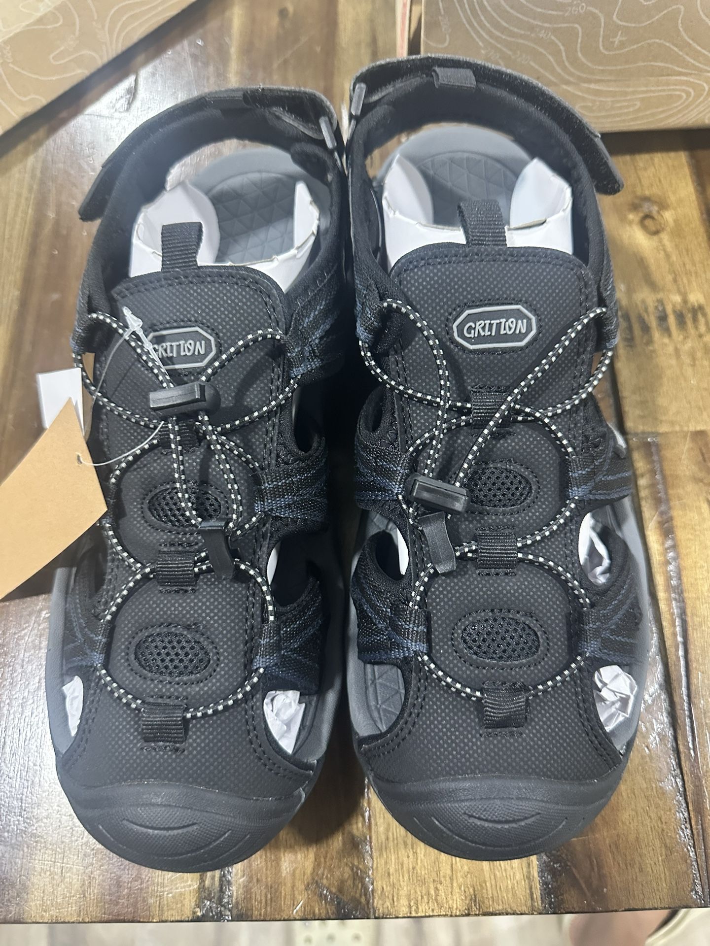 GRITION Mens Outdoor Hiking Sandals Summer Beach Closed Toe Water Sandal Waterproof Comfortable