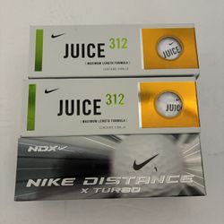 New Nike Golf Balls Juice 312 And Distance X Turbo NDX Lot Of 3 Sleeves