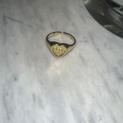 Gold Heart Signet Ring