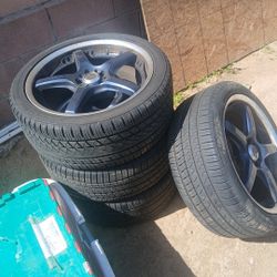 Set Of 4 Volk Racing Wheels 235/40r18 2 Pirrelli Tires 2 Yokohama Ky850 Tires 