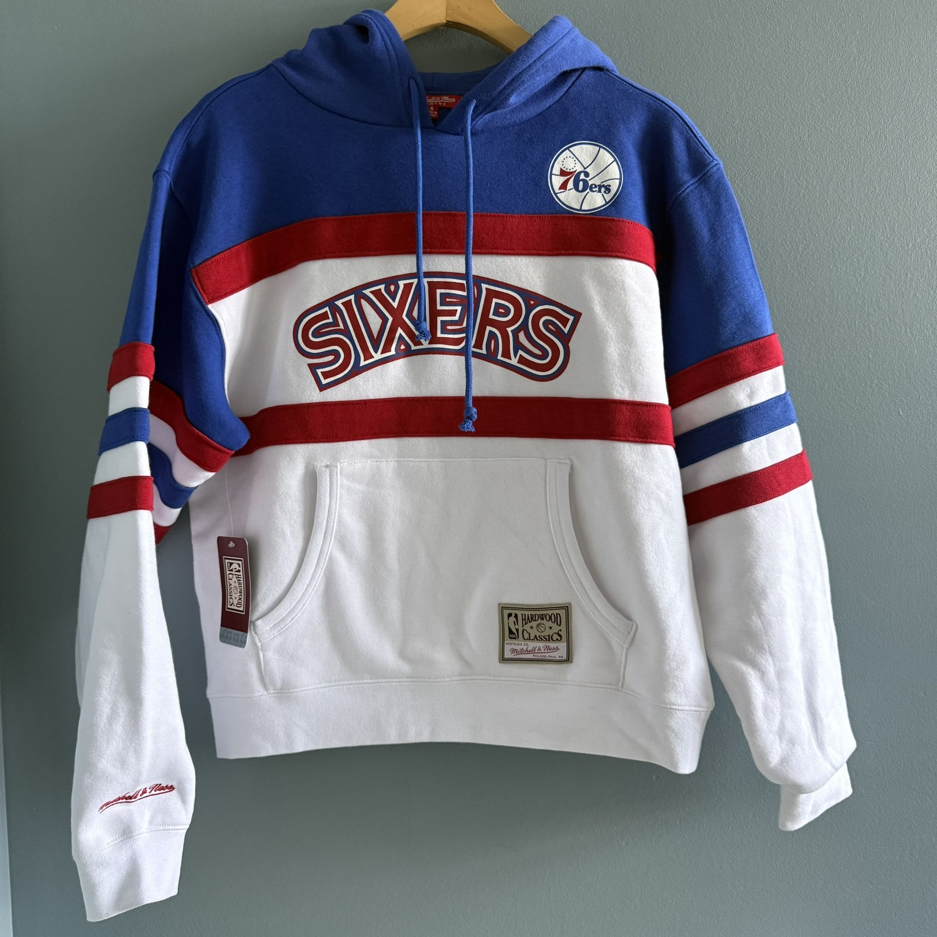 Mitchell & Ness Philadelphia 76ers White Head Coach Pullover Hoodie