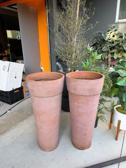 Pair of Tall Planters — 34” Tall