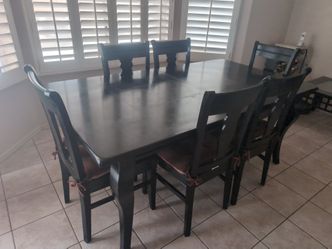 Black Wood Dining Table with 6 Chairs