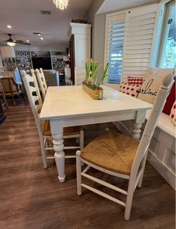 Pottery Barn White Farmhouse Dining Table with Chairs