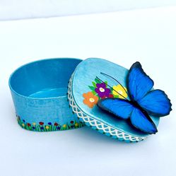 Blue Butterfly Jewelry Box