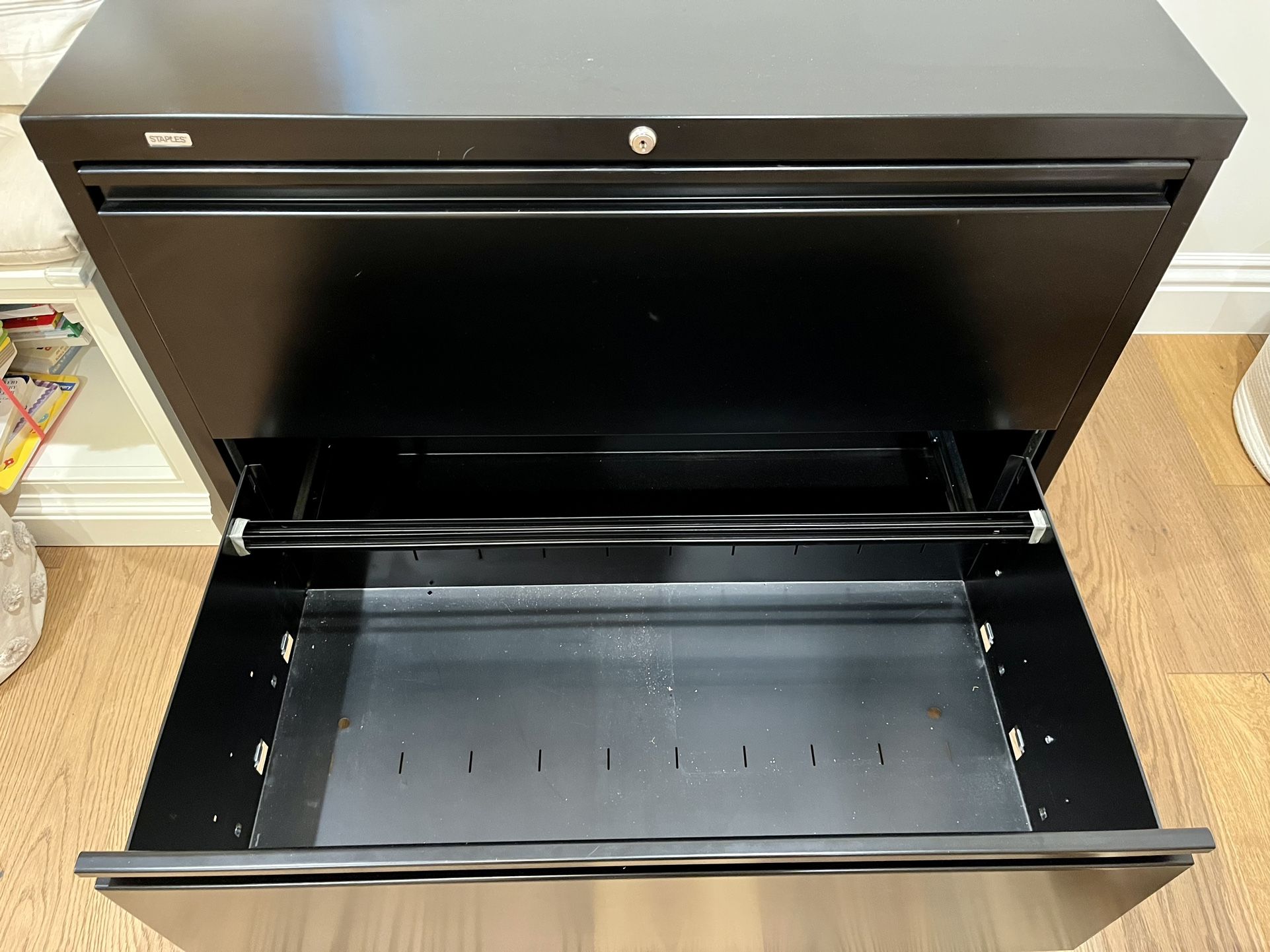 Black Filing Cabinet With Keys (and Removable Magnetic Label)