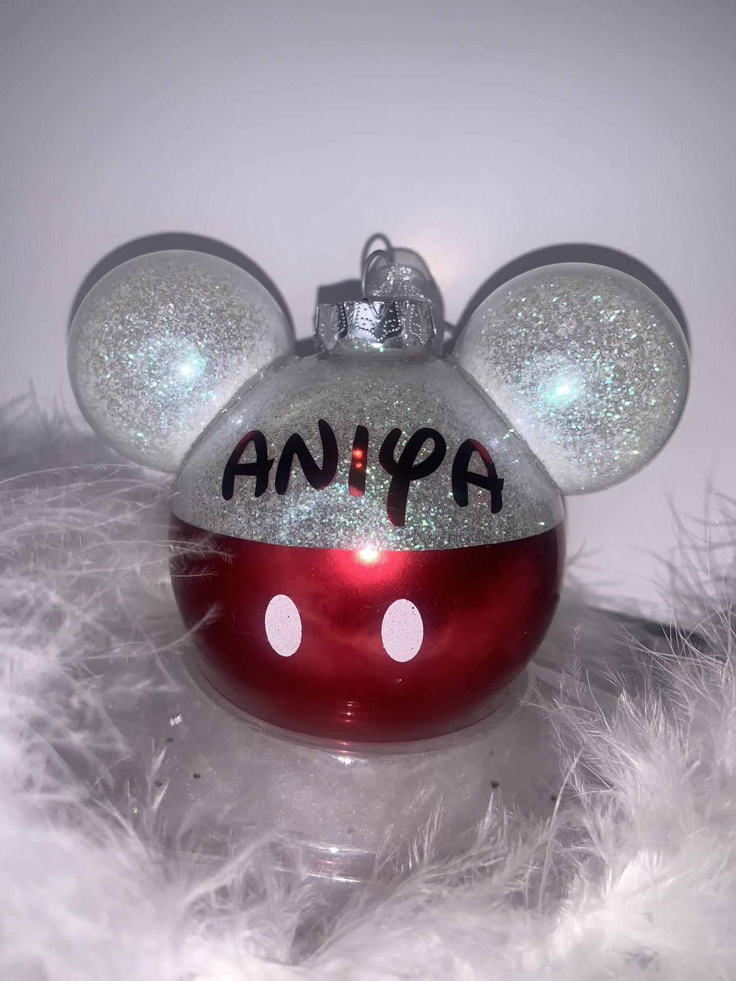 Mickey Mouse Hallmark glass ornament with hangar attachment Individually packaged on red Disney Hallmark 4 Colors To Choose from
