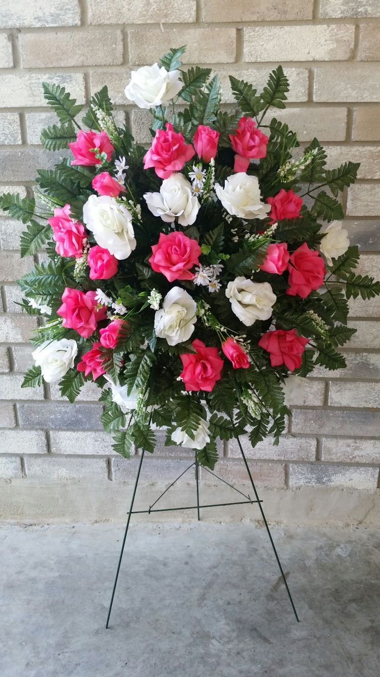 Funeral Flower Arrangement for Cemetery in silk , artificial flowers