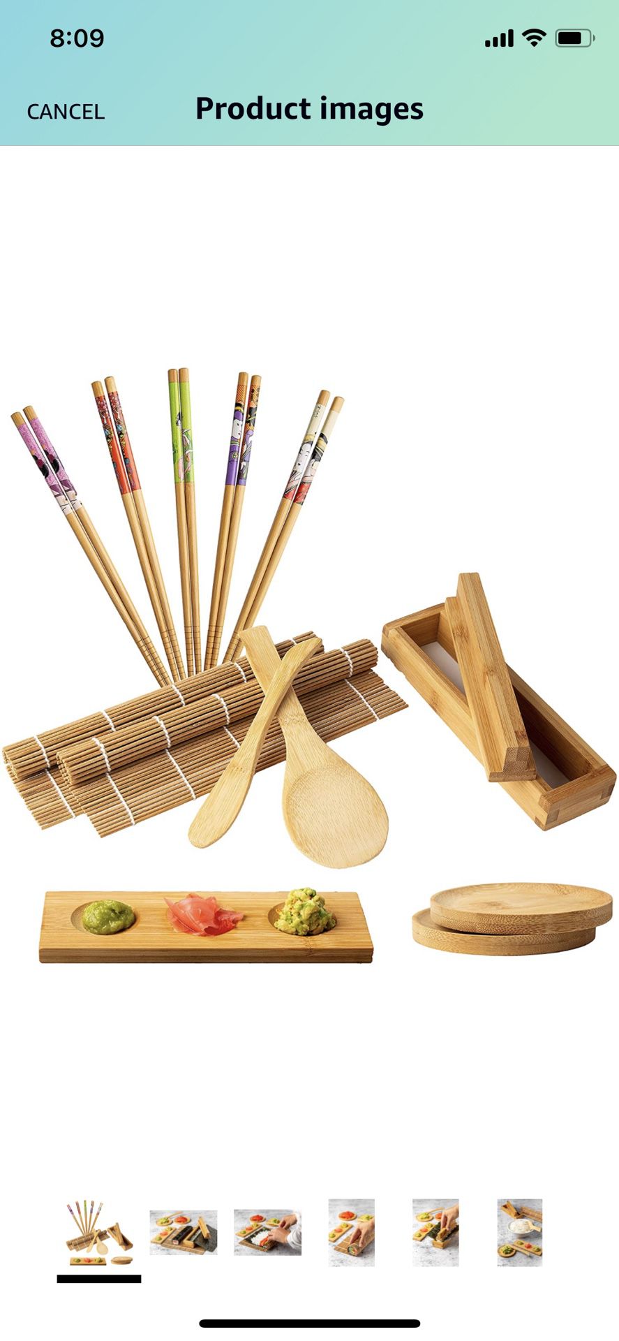 Bamboo Sushi Making Kit w/Sushi Rolling Mat, Maki Mold, 2 Sauce Dishes, 5 Chopsticks & Spreader Paddle Brand New Coral Springs 33071