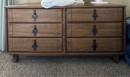 6-Drawer Wooden Dresser with Iron Hardware