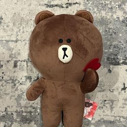 New 16in Line Friends I Heart You Brown Bear