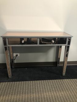 Mirrored Desk Or Vanity - BRAND NEW- Still In The Box With Silver Paint And Rise Color Mirrors