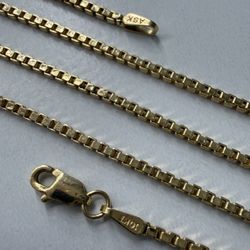 Real 10k Yellow Gold Box Link Chain Necklace 16” Inches Long 1.5mm Wide
