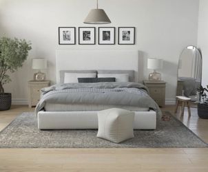 Queen Size Bed Beige Ivory New