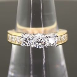 14k Yellow Gold & Platinum 1.46 ctw Natural Diamond F-VS2 Ring