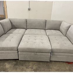 Thomasville Tisdale Fabric Sectional With Storage Ottoman 