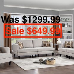 Huntington 3 Pieces Living Room Sofa Set - Beige