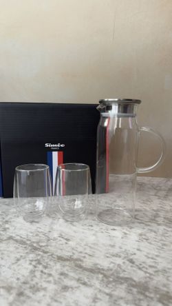Water Jug + 2 Cups Made From France