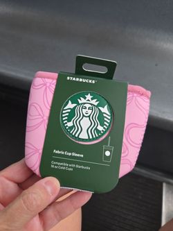 2026 Disney Parks Starbucks Pink Ribbons Bows Fabric 16 Oz. Cold Cup Sleeve New