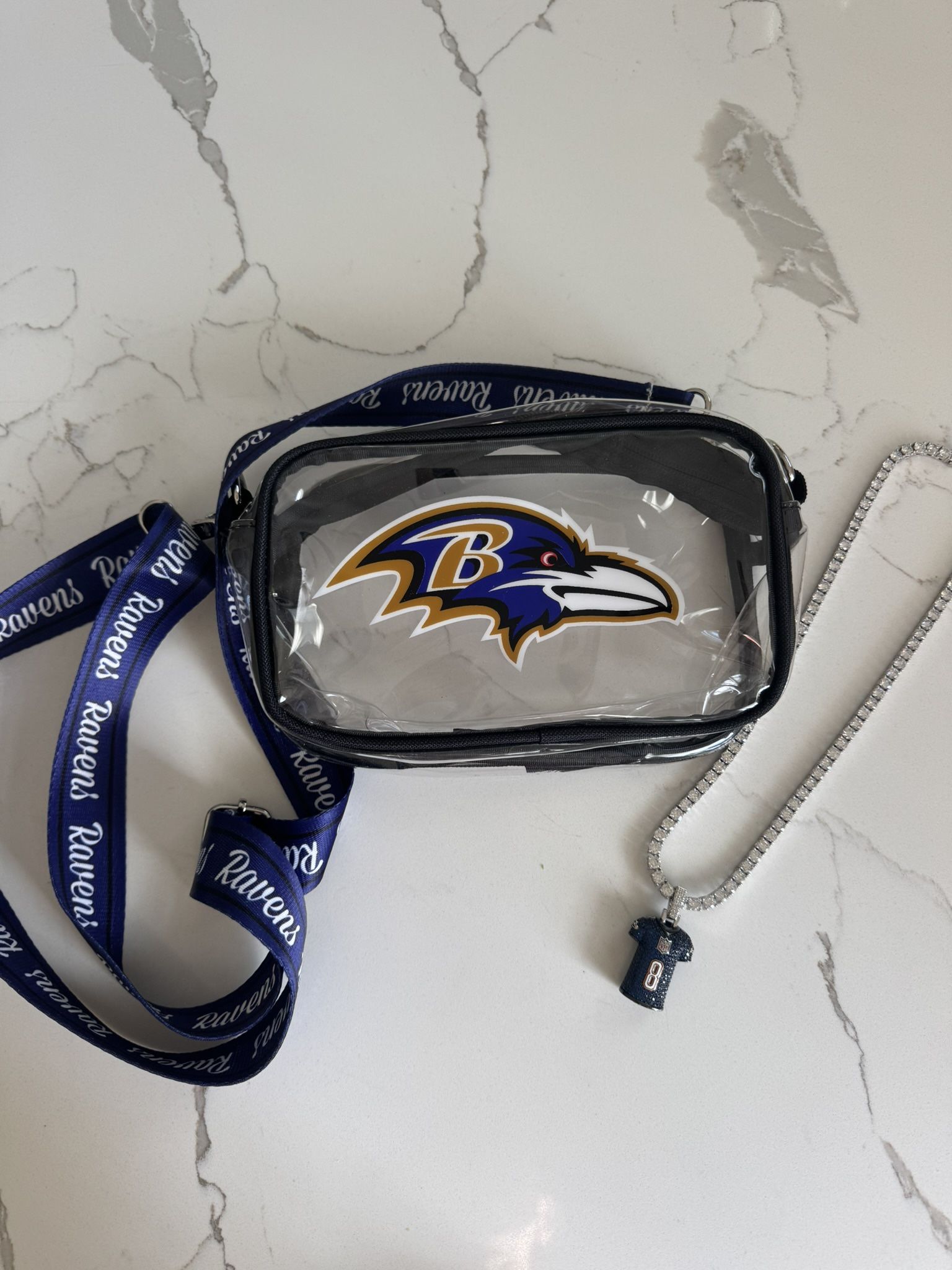 NFL Ravens Bag & CZ Pendant necklace 