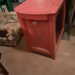 Pink & Black Side Table With Cup Holders $45.00 Cash Only (Serious Buyers)