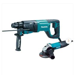 Makita Concrete/Masonry Hammer Drill With A 4-1/2 Angle Grinder 