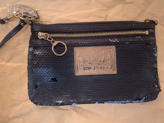COACH Poppy Blue Sequin Wristlet