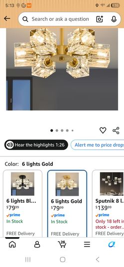 Gold ceiling lights 8 lights