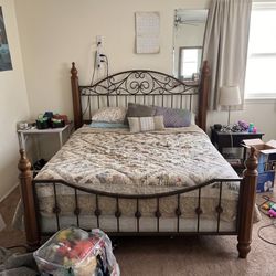 The "Complete Set": Complete King Bedroom Set: Wood/Iron Bed + Mattress & Box Spring