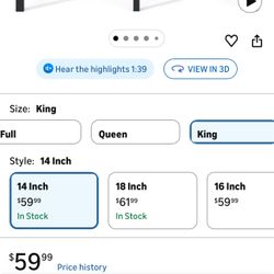 Metal Bed Frame, 14 In,  Heavy Duty, And No Box Spring Needed
