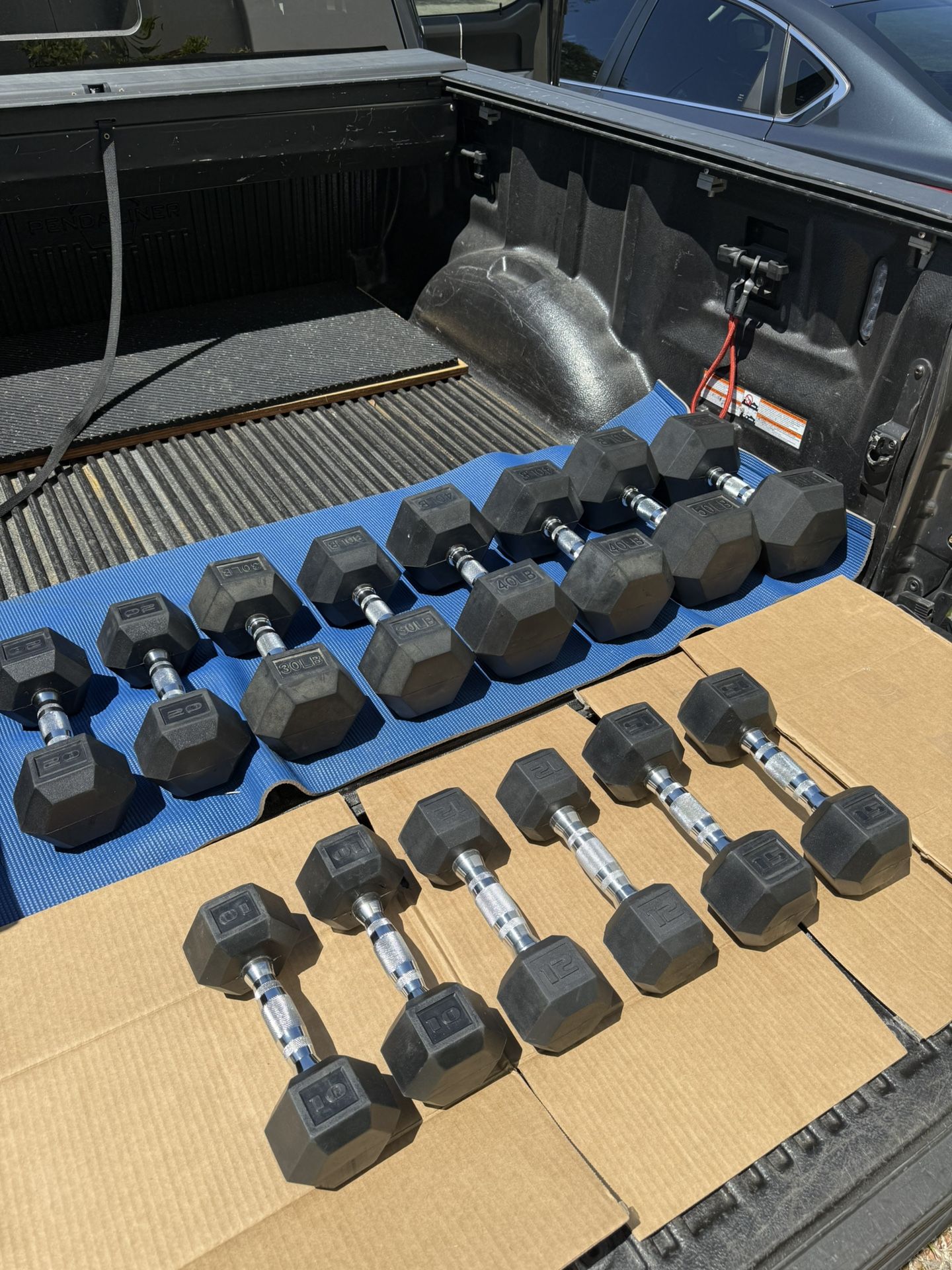 Hex Rubberized Dumbbell Set- Over 350 Pounds 