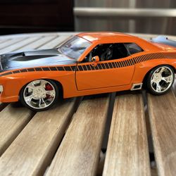 1 Badd Ride 1970 Plymouth Barracuda  1/24  Die Cast Orange collectible model car