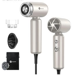 New Dual Voltage Travel Mini Hair Dryer, Lightweight Ionic Blow Dryer, Professional Fast Drying, Compact Portabe Quiet Hairdryer with Magnetic Diffuse