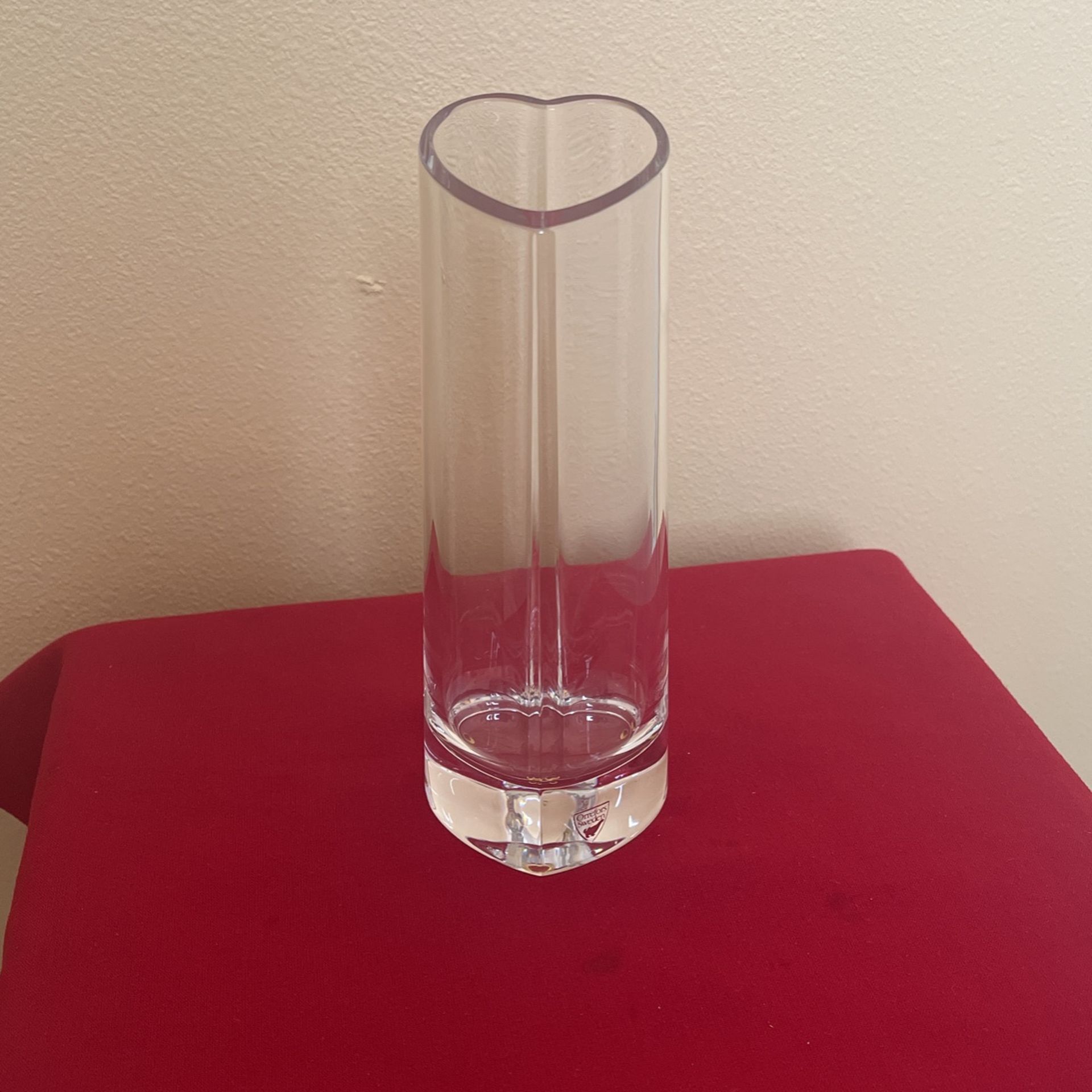 Romantic Orrefors crystal heart vase