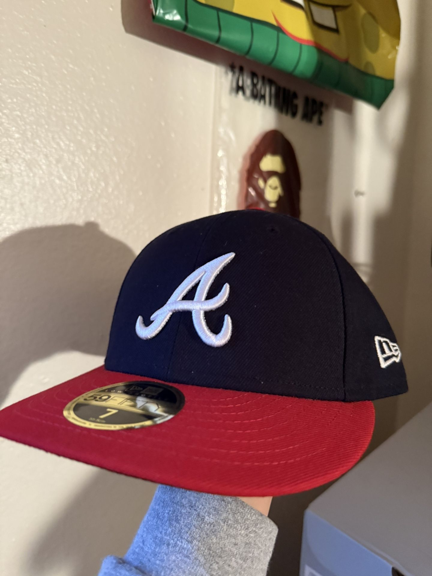 Navy Blue & Red Atlantas Fitted Hat