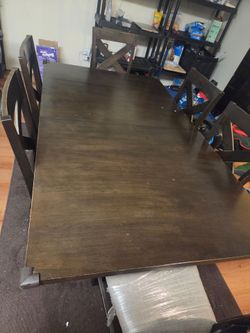 Dark Brown Wood Dining Table with 4 Chairs **Pickup Only**