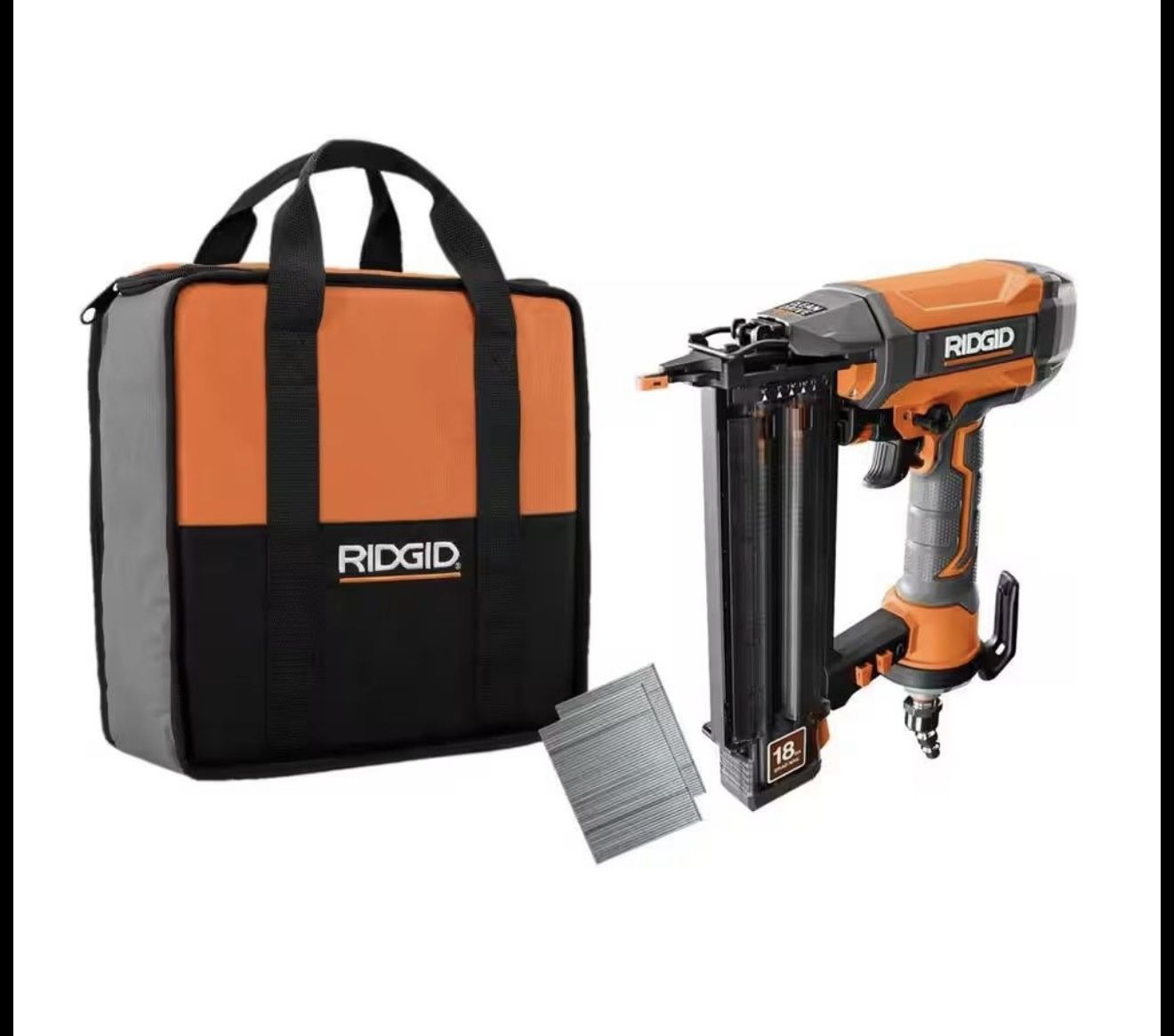 RIDGID Pneumatic 18-Gauge 2-1/8 in. Brad Nailer with CLEAN DRIVE Technology, and Tool Bag