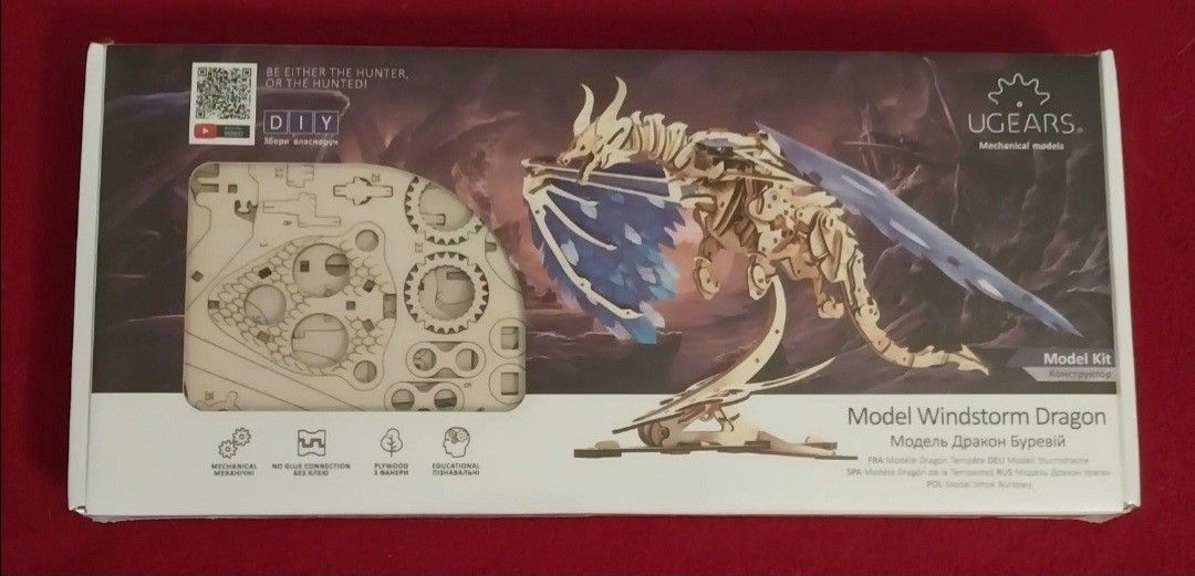 New Sealed UGears Moveable 3D Jigsaw Puzzle Windstorm Dragon w Rubber Band Motor