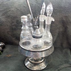 Antique Silver plate Condiment Caddy