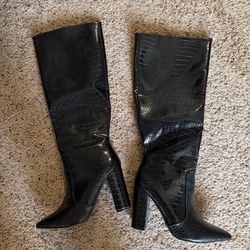 Faux Leather Heel Boots size 9